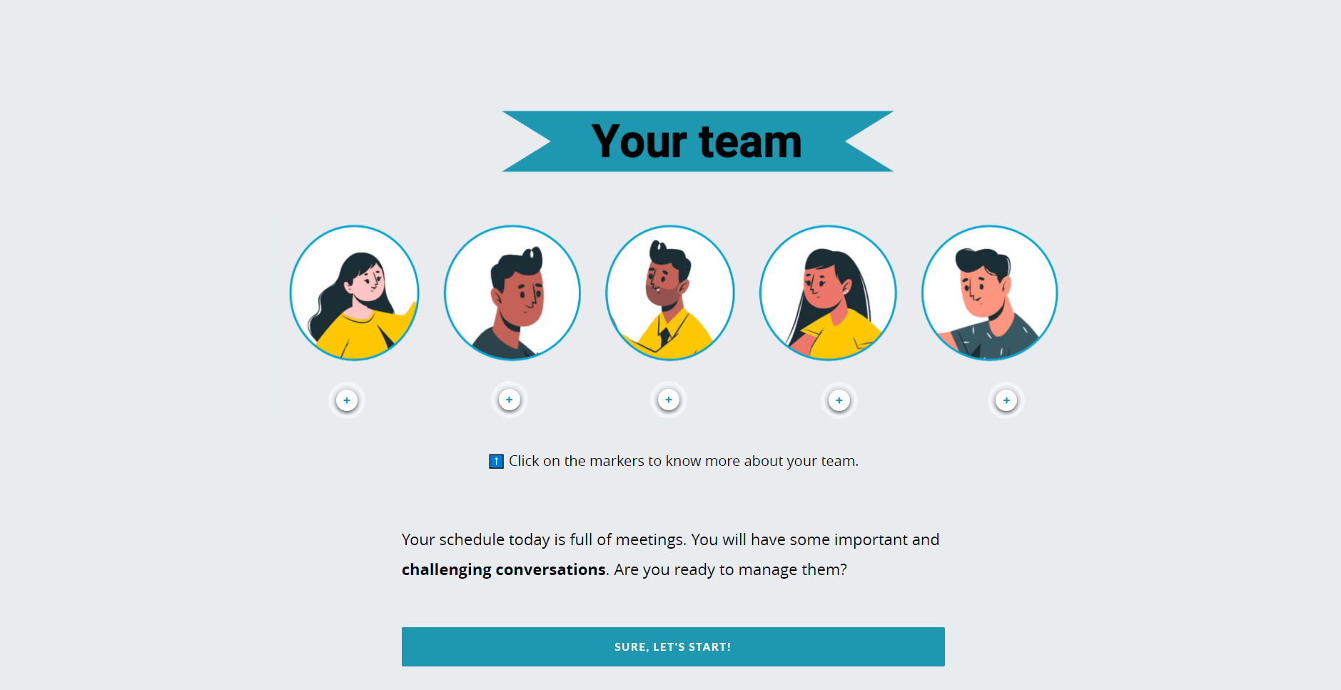 A slide showing fotos of your team members.